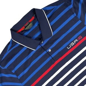 Polo Golf Ralph Lauren Polo Shirt Mens XL Navy Stripe USA Ryder Cup Short Sleeve